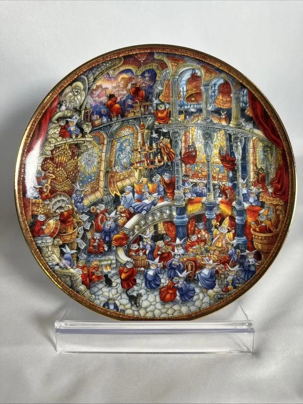 Franklin Mint Holy Cats Limited Edition Kitty Cat Plate by Bill Bell Christmas